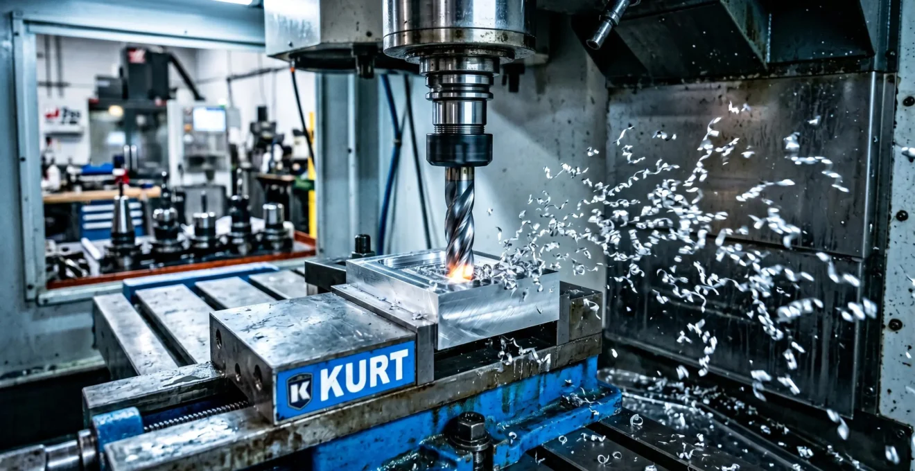 Fraise en carbure monobloc en action sur une pièce en aluminium dans un atelier d'usinage professionnel